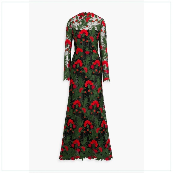$8150 Oscar de la Renta 2024-25 Marbled Carnation Guipure Lace Runway Gown - Picture 6 of 16
